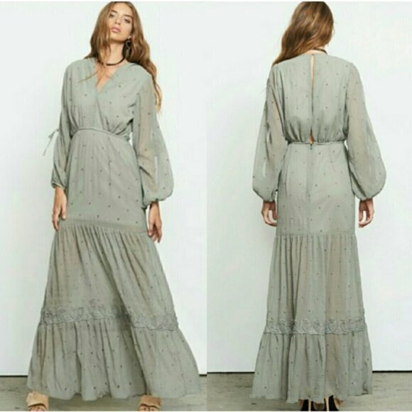 💕STEVIE MAY💕 The Sleepers Dress Sage Green Small Billow Sleeves Boho Chic - Picture 2 of 13